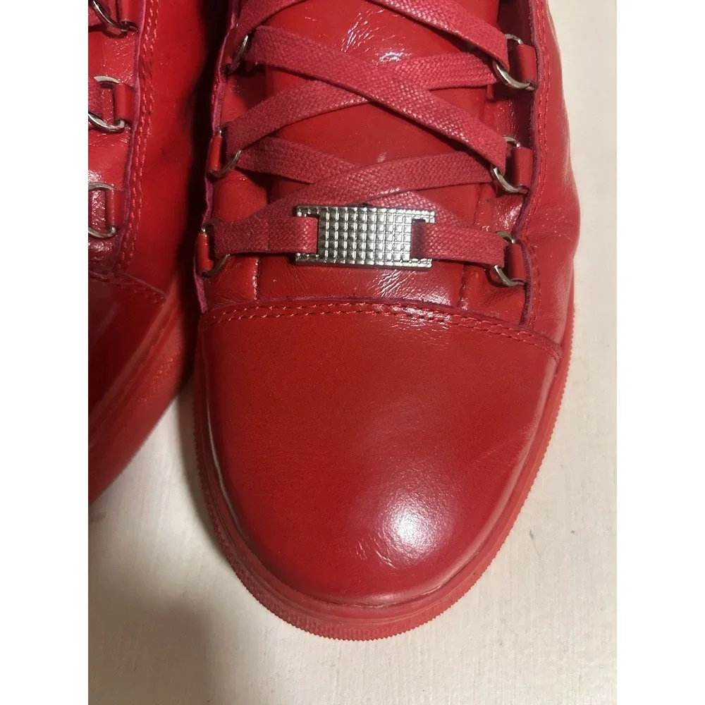 Balenciaga Arena High Top Red Leather Sneakers Mens Sz 12 Luxury Streetwear
